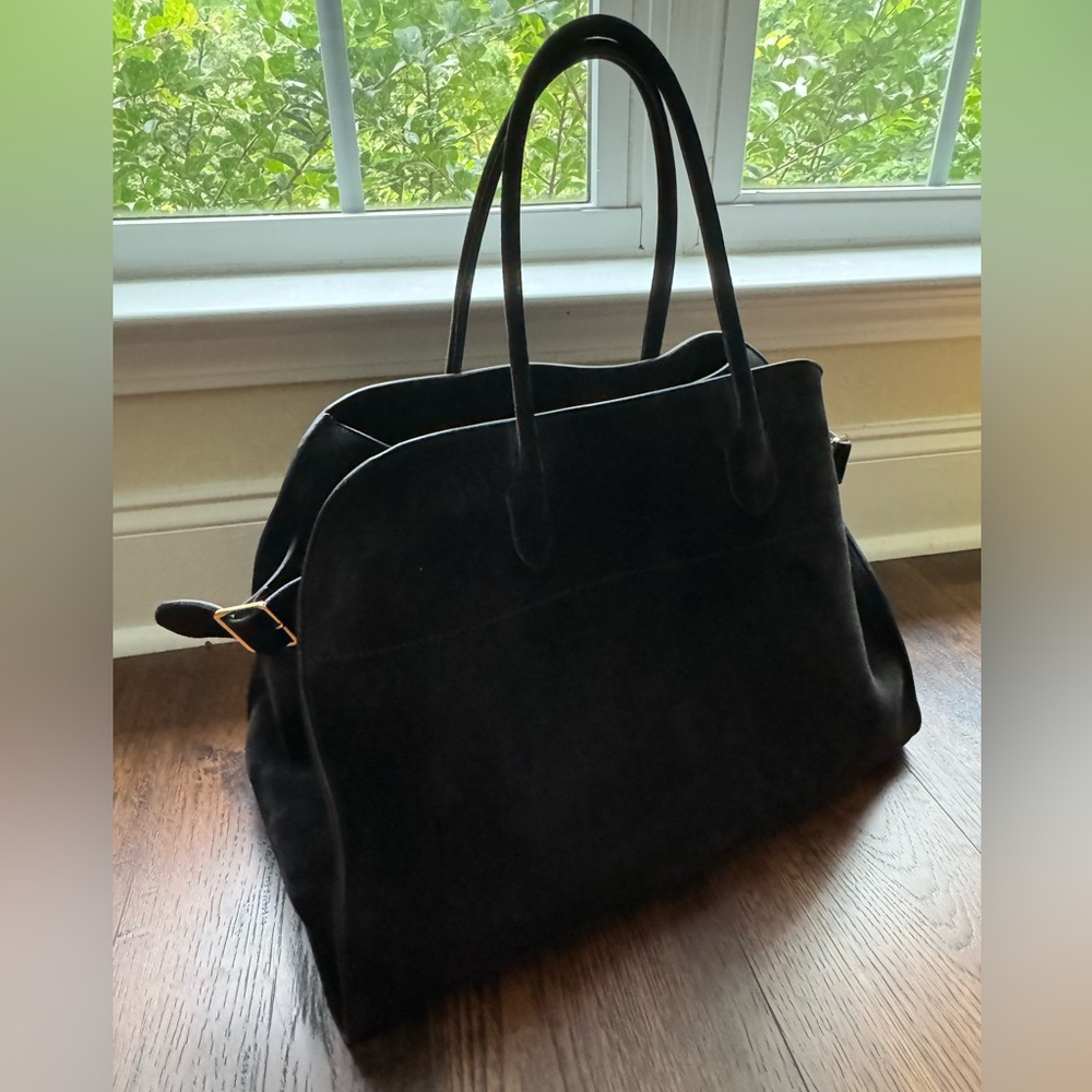 The Row Soft Margaux 17 Bag in Black Suede - Picture 6 of 9